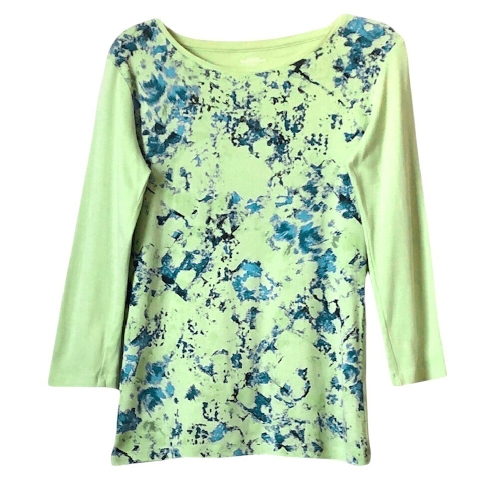 Lime Green and Blue Mediterranean Abstract Top